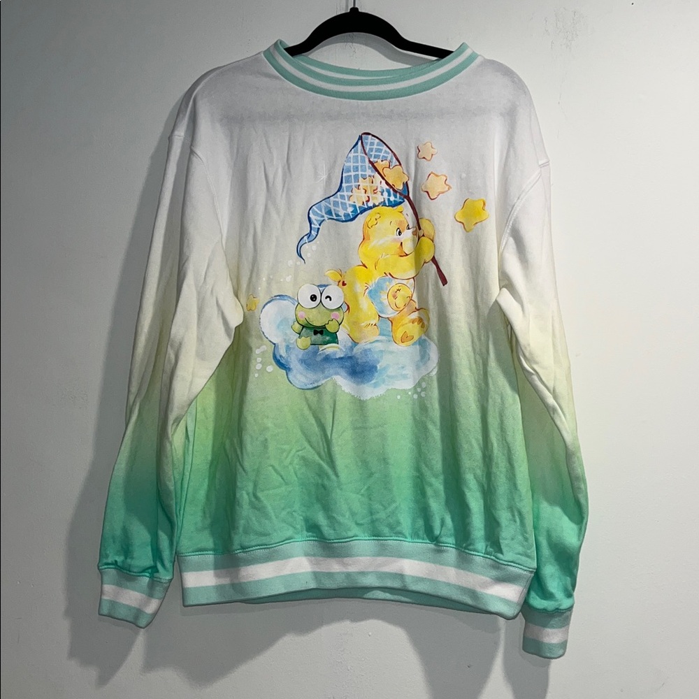 HELLO KITTY & FRIENDS SANRIO CARE BEARS collab crew neck ombré sweatshirt